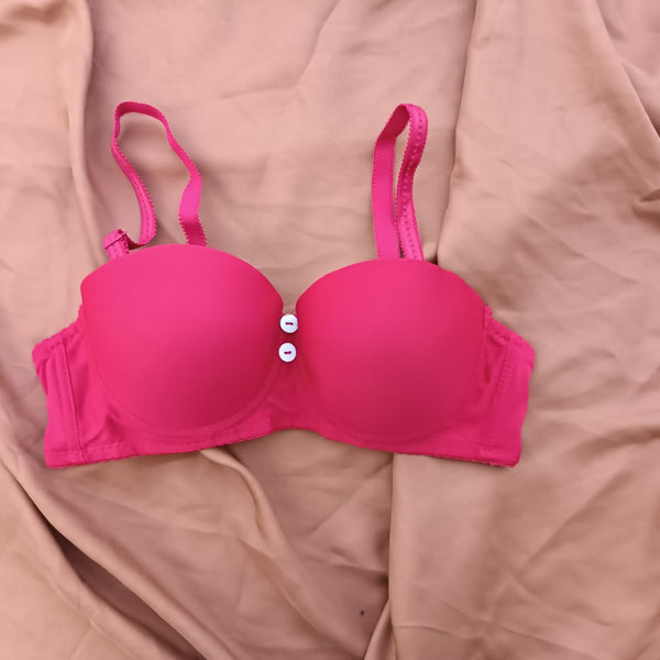 Button Style Half Cup Wired Pushup Bra with Removeable Straps