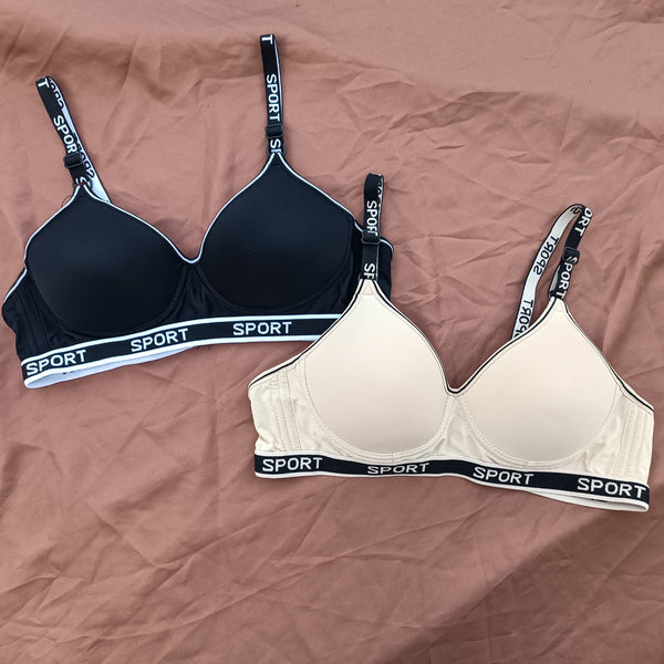 Sports Written Elastic Band Single Padded Bra