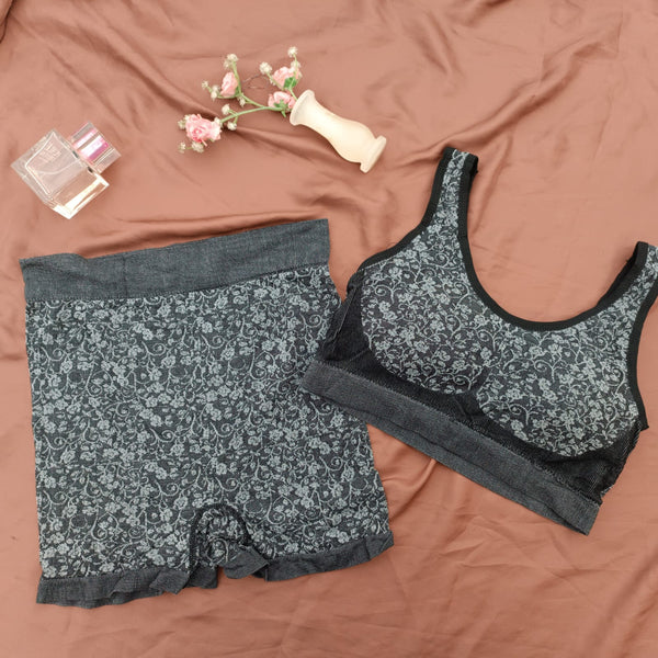 Floral Print Sports / Daily Wear Padded Bra with Shorts