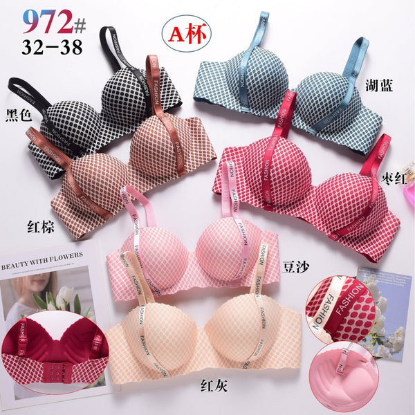 Dotted Double Padded Hand Shape Seamless Half Cup Bra