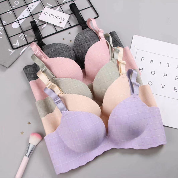 Single Padded Very Soft Check Design Foamy T-Shirt Bra