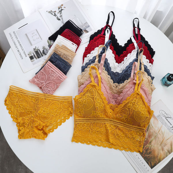 Mid Lace Design Bra & Panty Set