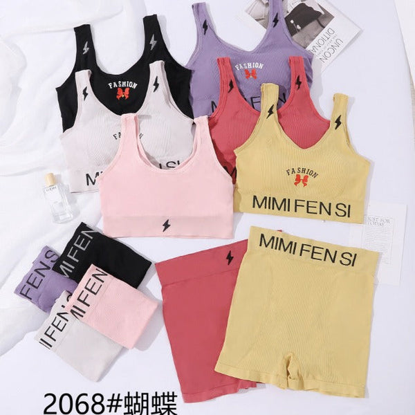 Mimi Written Sports & Relaxing Light Padded Bra With Shorts